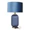 Blue Velvet Transitional Table Lamp, 26" x 16" x 16"